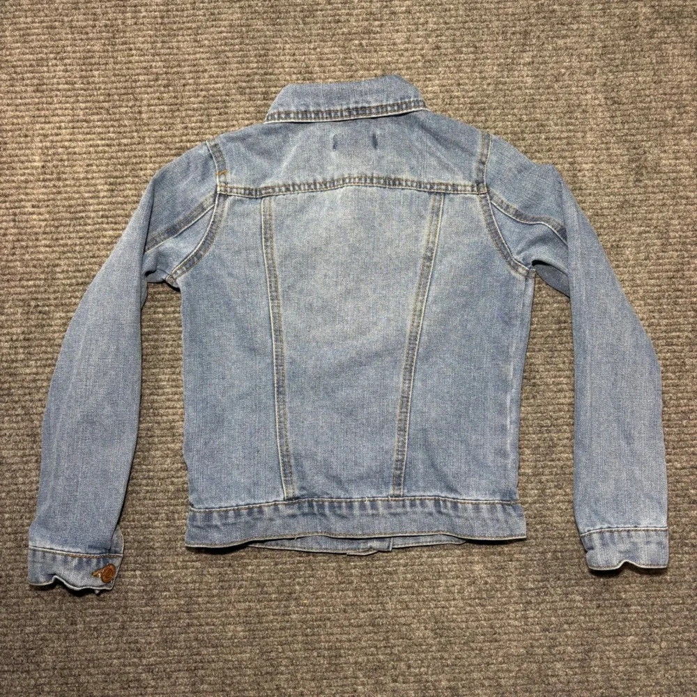 Tommy Bahama Girls Distressed Denim Jacket Light Wash Blue Size 7 Kids Trucker